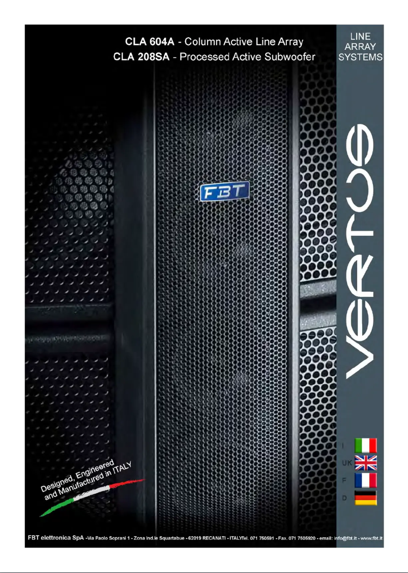 Page n°1 - Manuel utilisateur FBT VERTUS CLA 604A