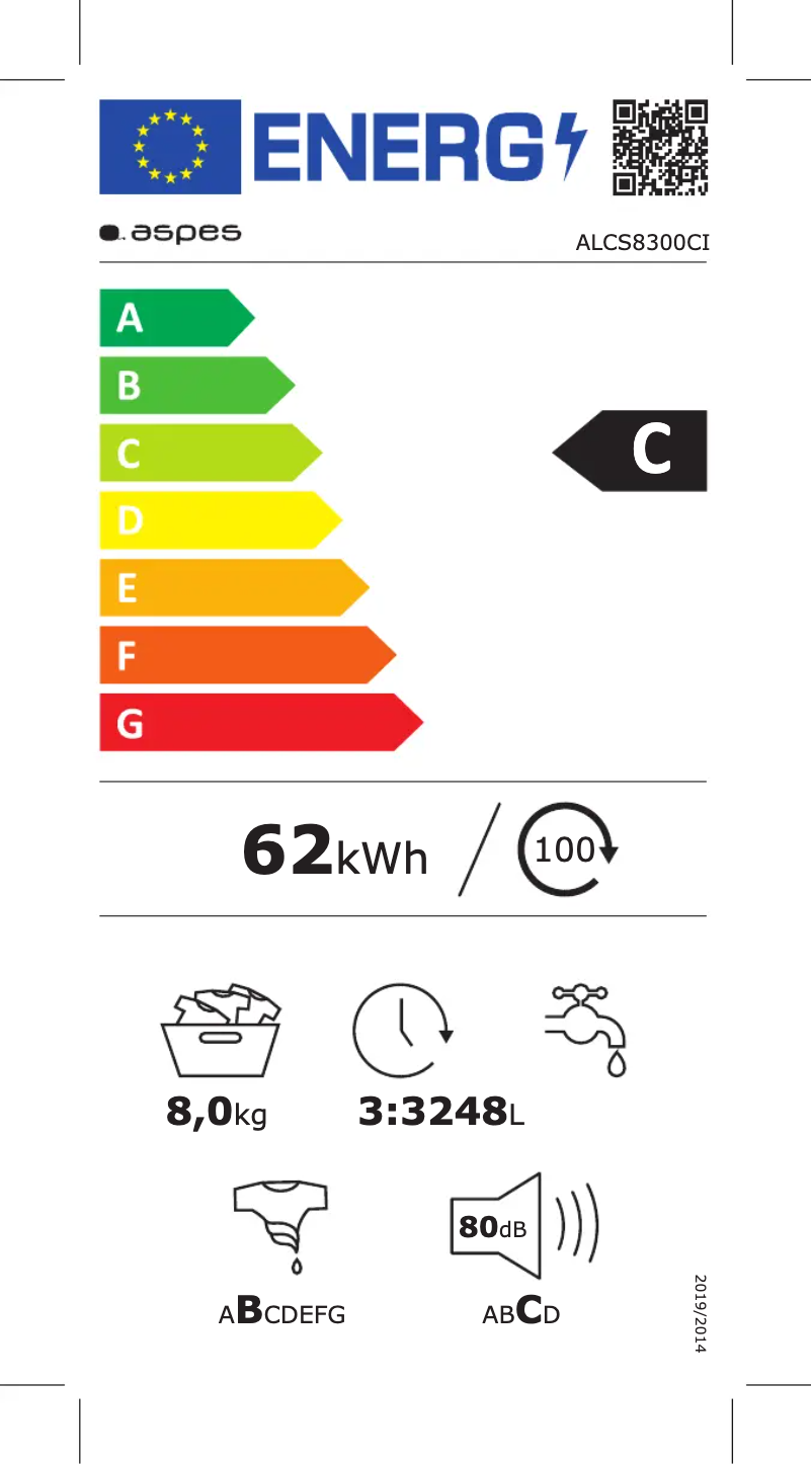 Página 1 del manual Etiqueta energética Aspes ALCS8300CI