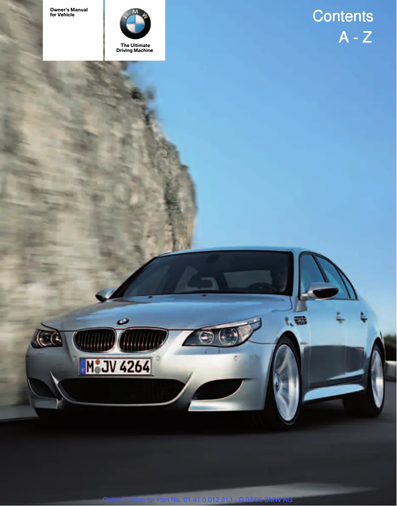 Image de la première page du manuel de l'appareil M5 Sedan (2006)