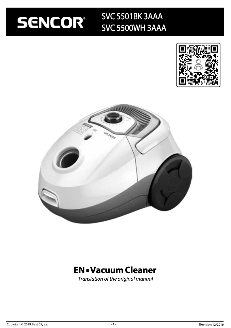 Page 1 de la notice Manuel utilisateur Sencor SVC 5500WH 3AAA