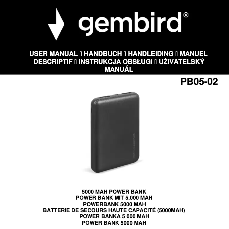 Page 1 of the manual User Manual Gembird PB05-02
