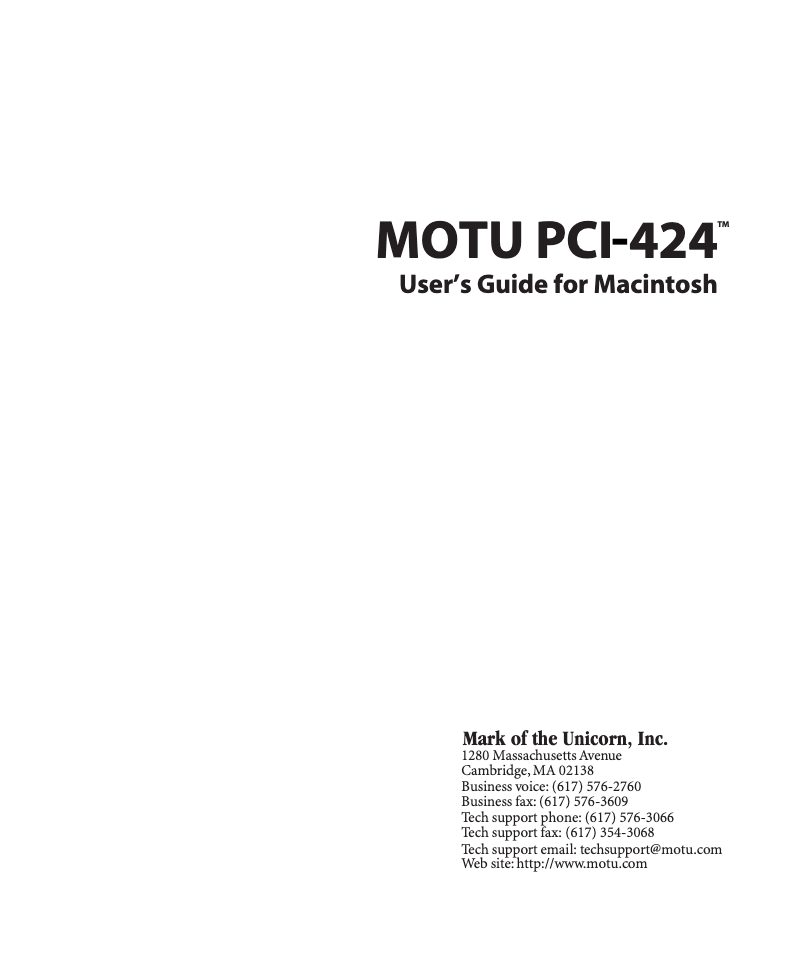 Page n°1 - Manuel utilisateur Motu 2408Mk3