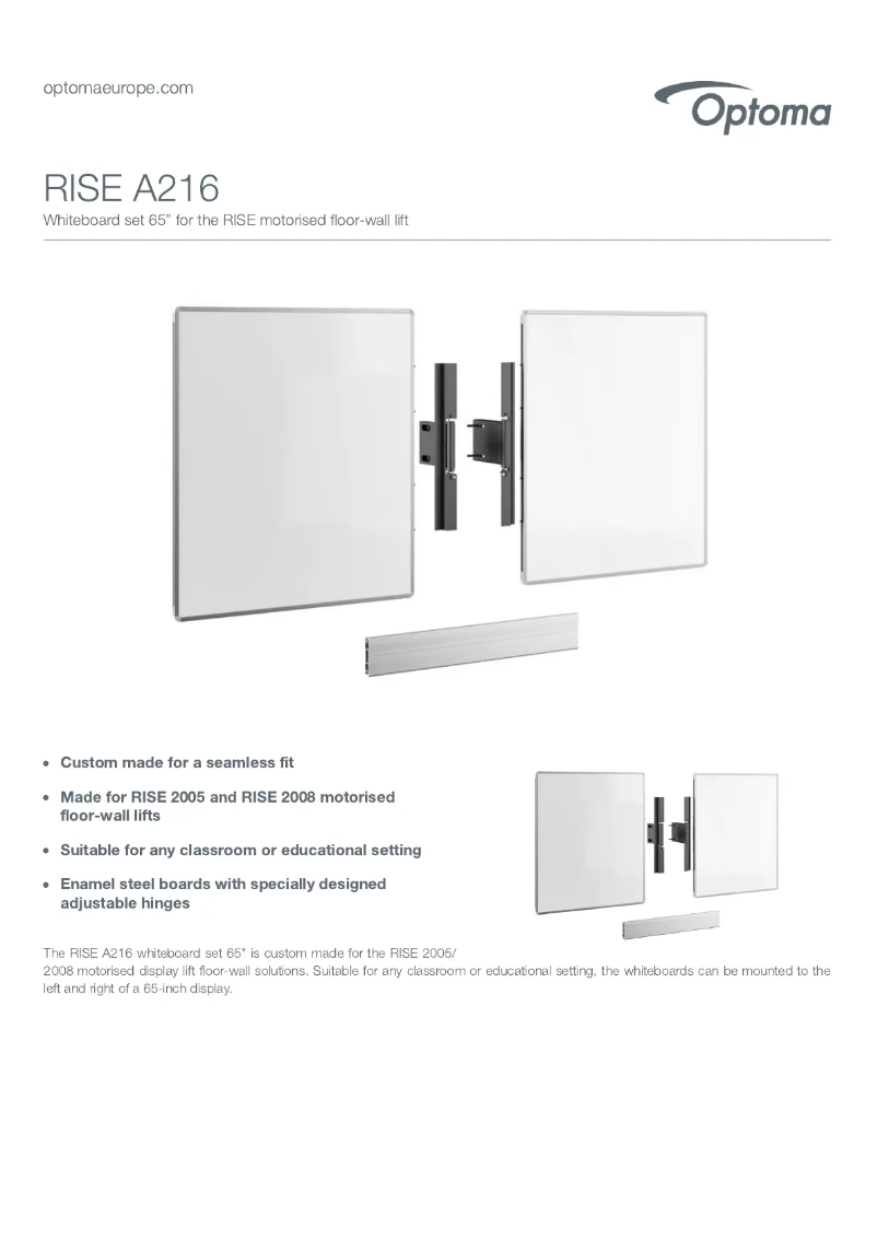 Page 1 de la notice Fiche technique Optoma RISE A216