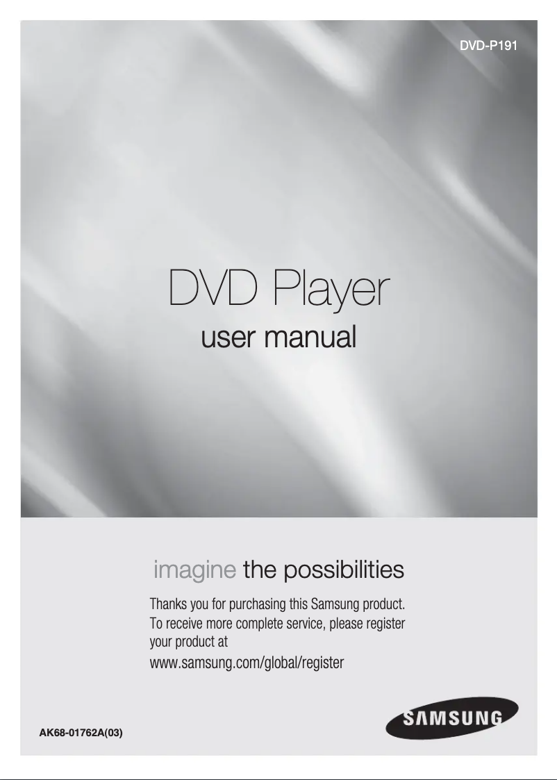 Page n°1 - Manuel utilisateur Samsung DVD-P191