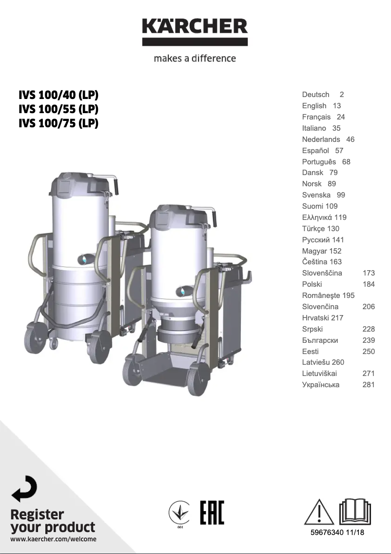 Image de la première page du manuel de l'appareil IVS 100/55 Lp