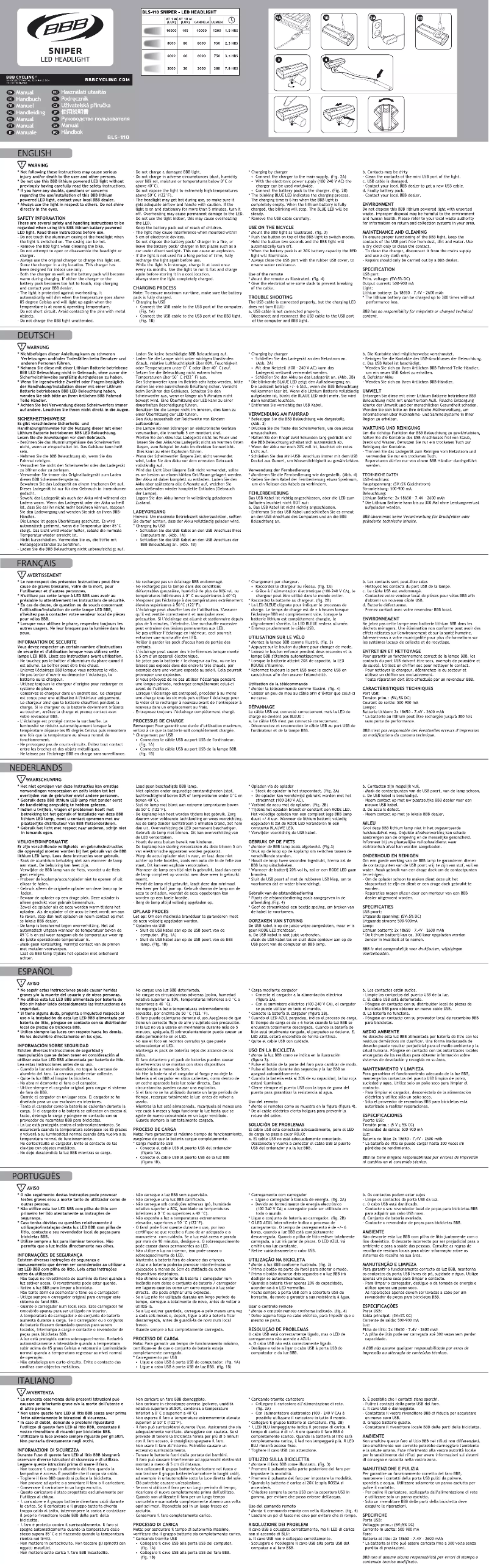 Page 1 de la notice Manuel utilisateur BBB Sniper BLS-110