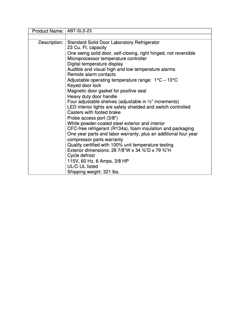 Page 1 de la notice Manuel utilisateur American BioTech Supply ABT-SLS-23