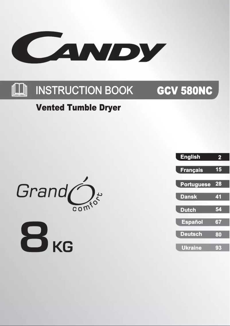 Page n°1 - Manuel utilisateur Candy GCV 580NC-S