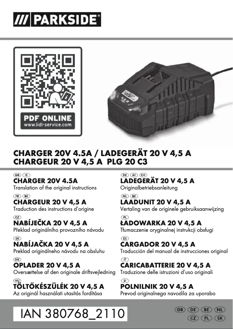 Image de la première page du manuel de l'appareil PLG 20 B1