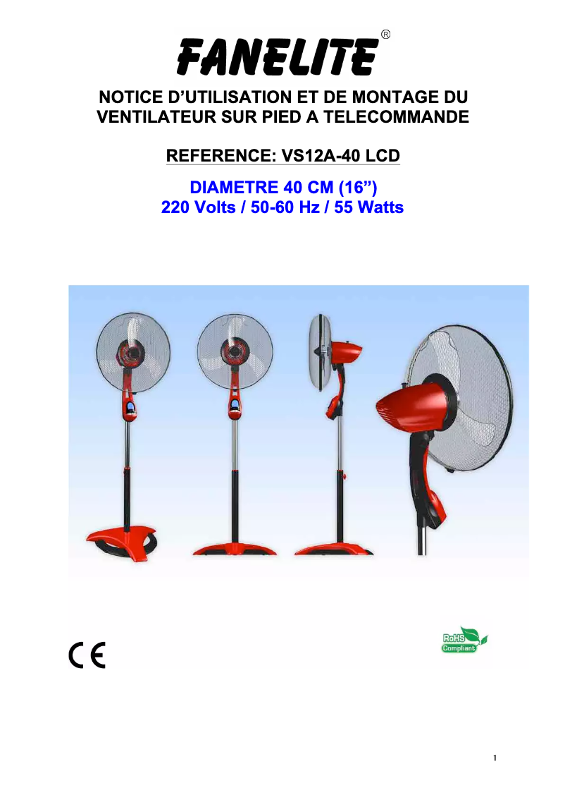 Página 1 del manual Manual de usuario Fanelite VS12A-40 LCD