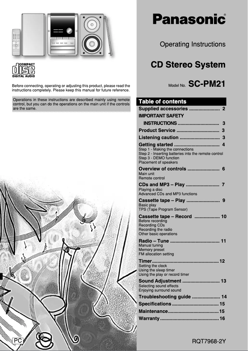 Página 1 del manual Manual de usuario Panasonic SC-PM21