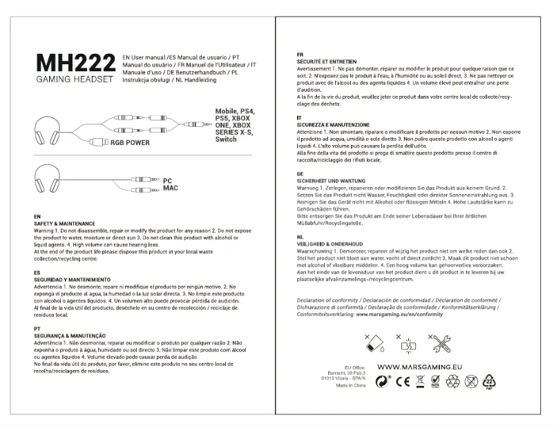 Image de la première page du manuel de l'appareil MH222