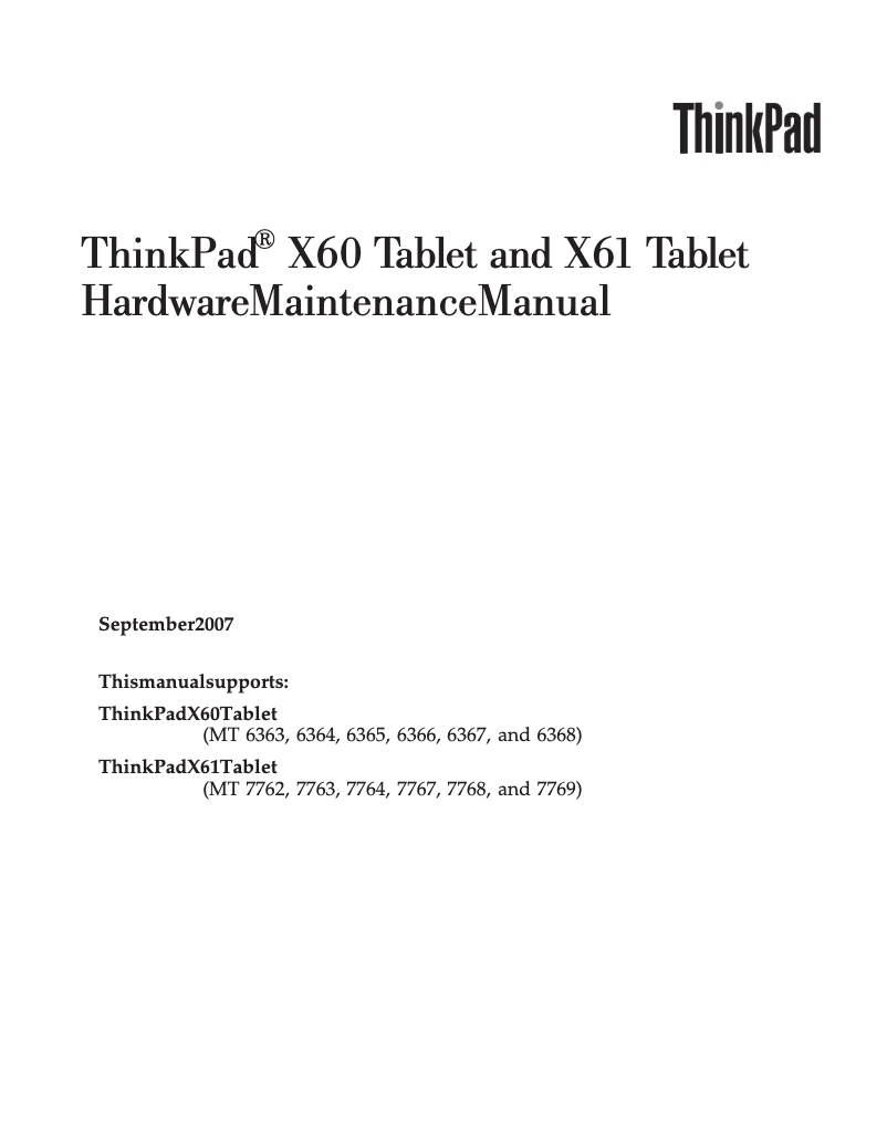 Página 1 del manual Manual de usuario Lenovo ThinkPad Tablet X61