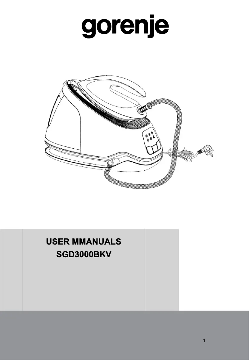 Page 1 de la notice Manuel utilisateur Gorenje SGD3000BKV