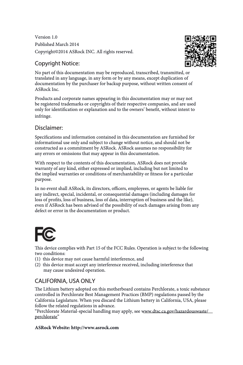 Image de la première page du manuel de l'appareil H81M BTC