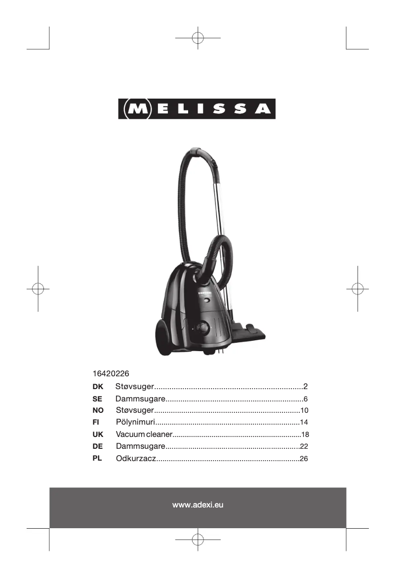 Page n°1 - Manuel utilisateur Melissa 16420226