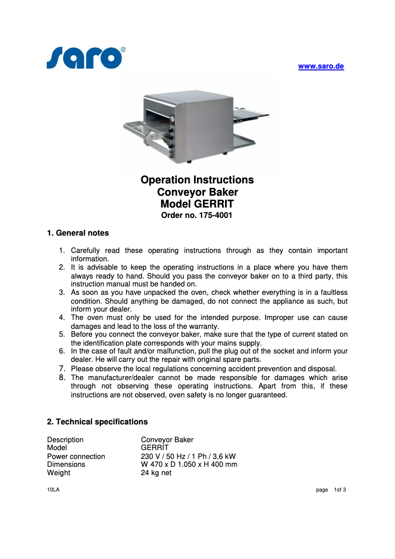 Page n°1 - Manuel utilisateur Saro GERRIT