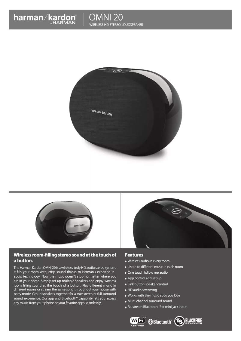 Page 1 de la notice Fiche technique Harman Kardon Omni 20