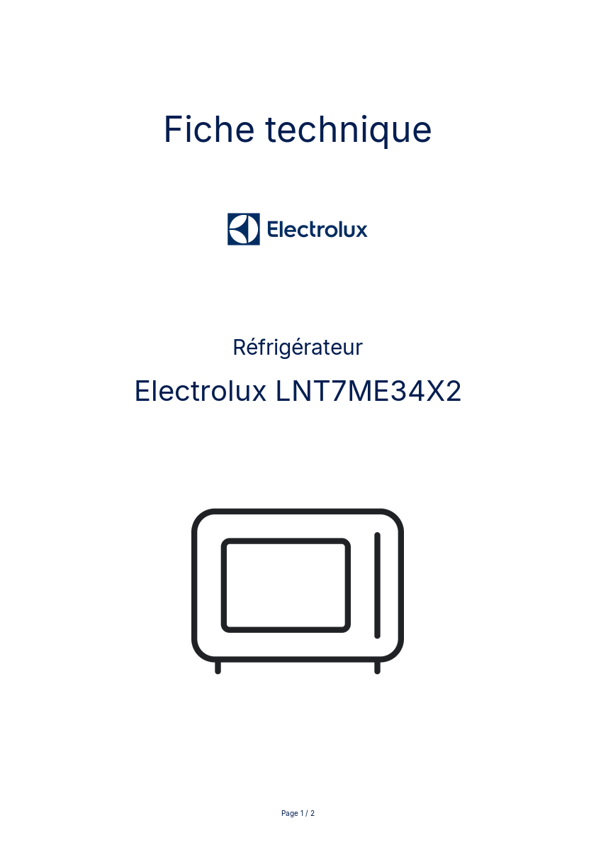 Page n°1 - Fiche technique Electrolux LNT7ME34X2