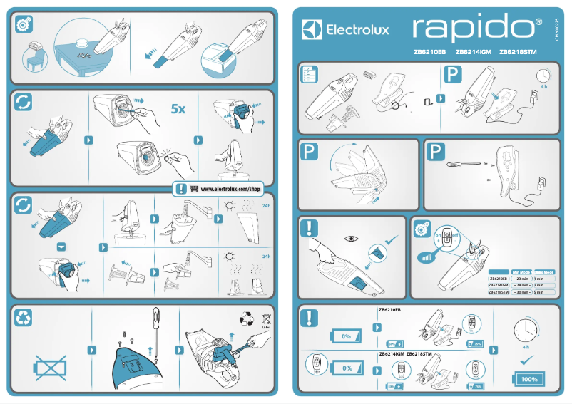 Page 1 de la notice Manuel utilisateur Electrolux Rapido ZB6218STM