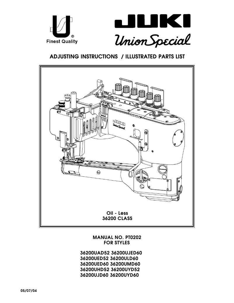 Page n°1 - Manuel utilisateur Union Special 36200UED60