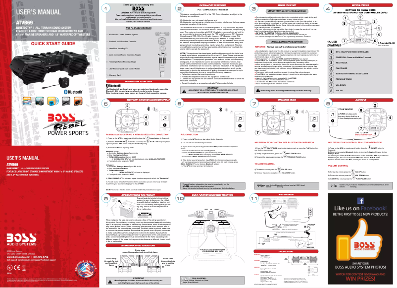 Page 1 de la notice Manuel utilisateur Boss ATVB69