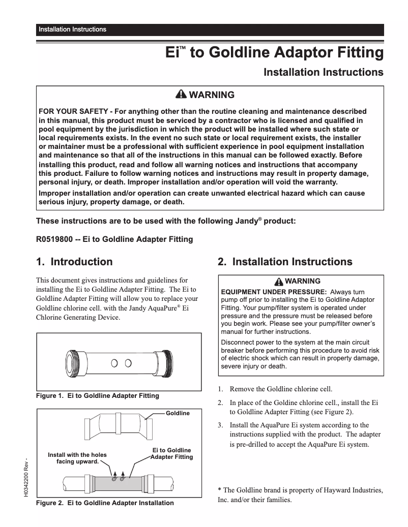 Page n°1 - Guide d'installation JANDY TruClear