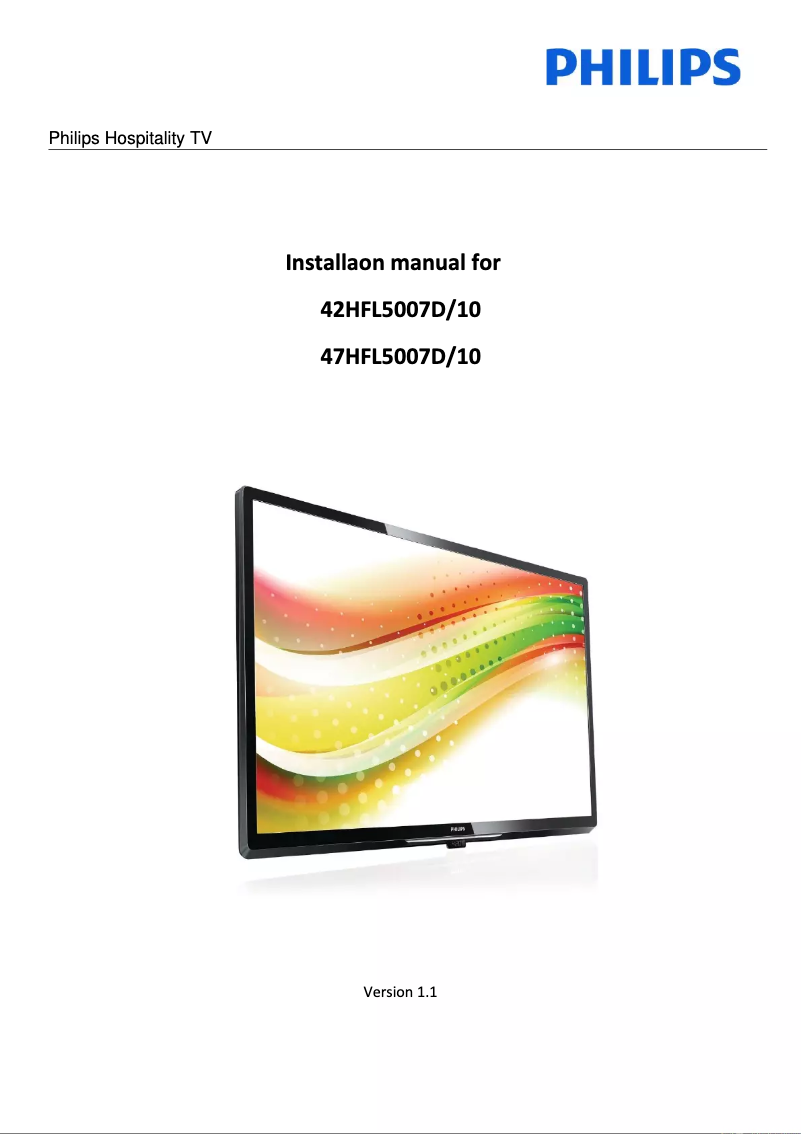 Page 1 of the manual Installation Guide Philips 42HFL7007D