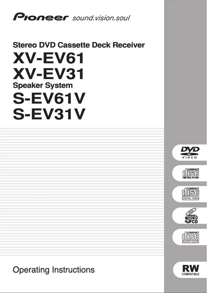 Page 1 de la notice Manuel utilisateur Pioneer XV-EV31