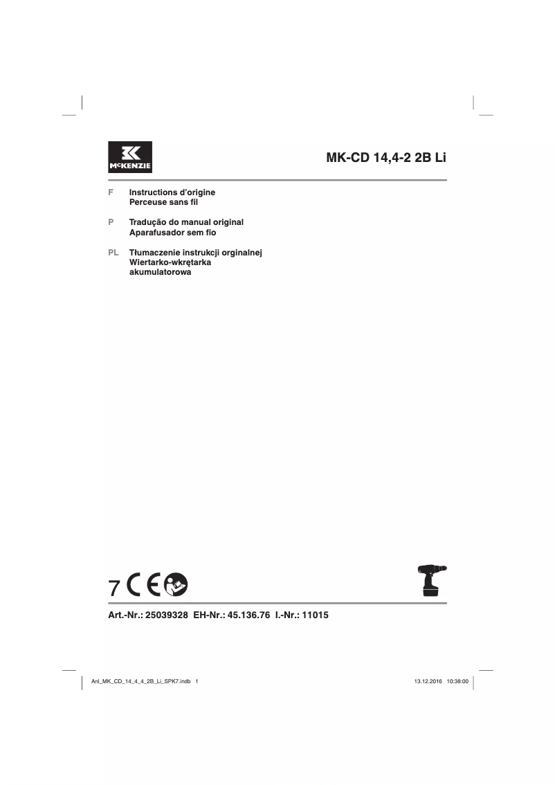 Página 1 del manual Manual de usuario McKenzie MK-CD 14,4-2 2B Li
