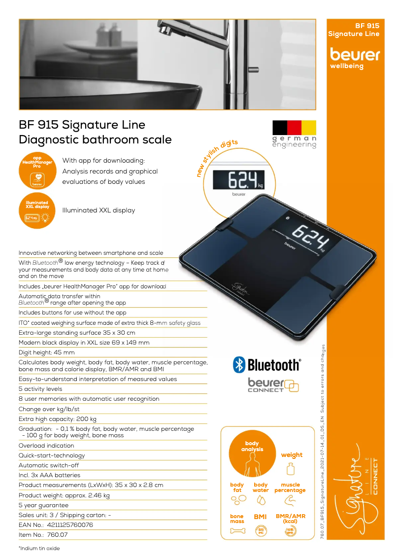 Page 1 de la notice Fiche technique Beurer BF 915
