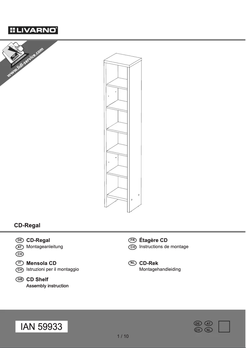 Page 1 de la notice Manuel utilisateur Livarno Lux IAN 59933