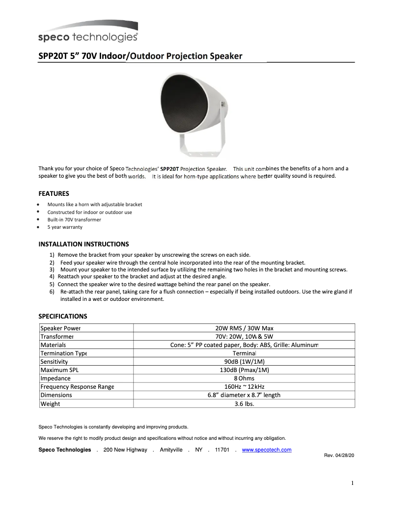 Image de la première page du manuel de l'appareil SPP20T