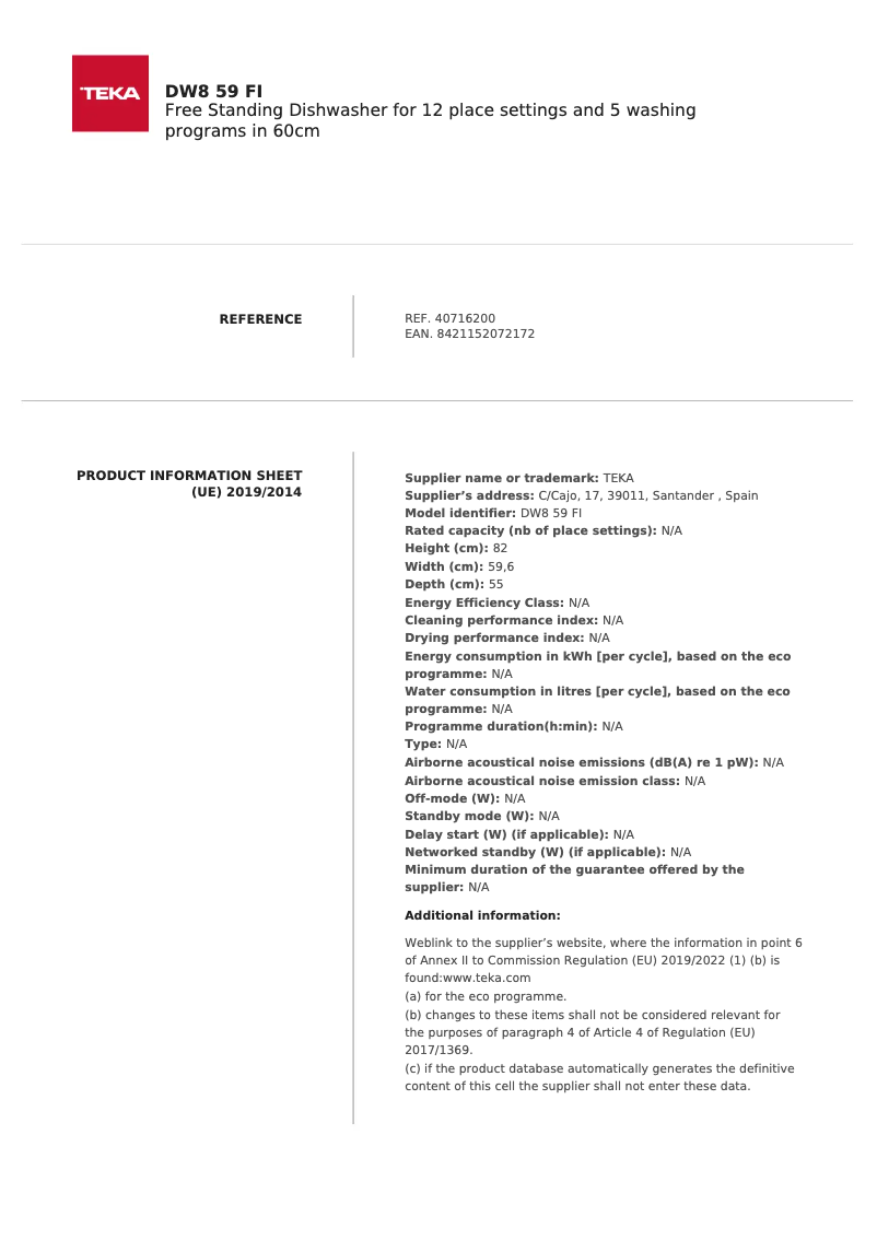 Image de la première page du manuel de l'appareil DW8 80 FI