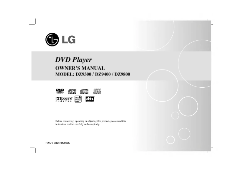 Page n°1 - Manuel utilisateur LG DZ9400CE4D
