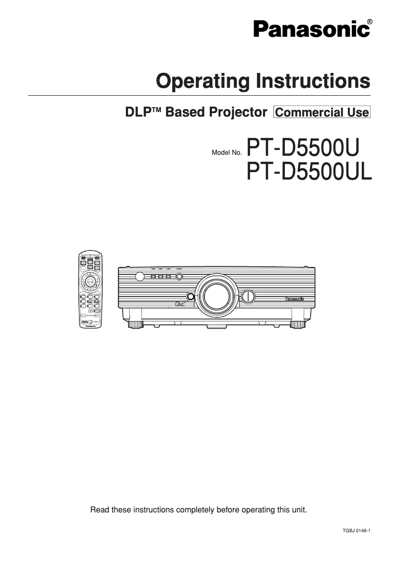 Page 1 of the manual User Manual Panasonic PT-D5500UL
