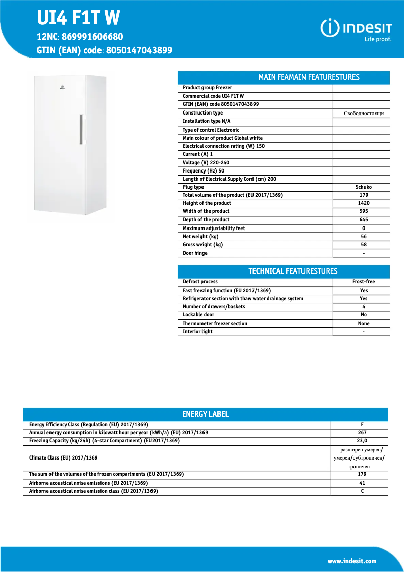 Image de la première page du manuel de l'appareil UI4 F1T W