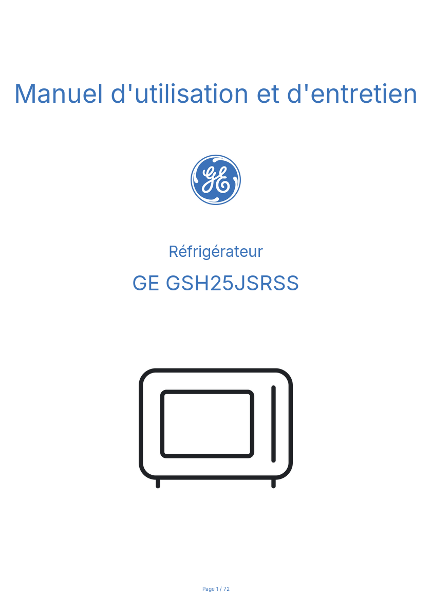 Image de la première page du manuel de l'appareil GSH25JSRSS