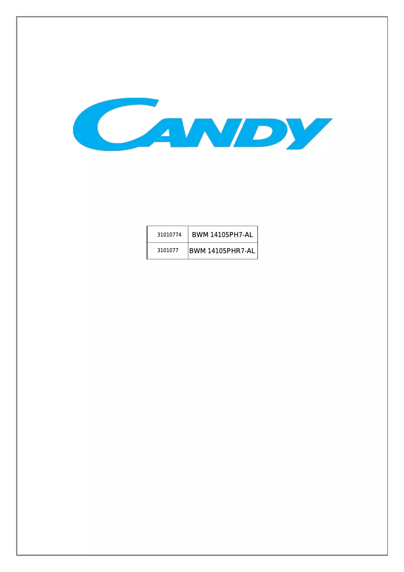 Page 1 de la notice Manuel utilisateur Candy BWM 14105PHR7-AL
