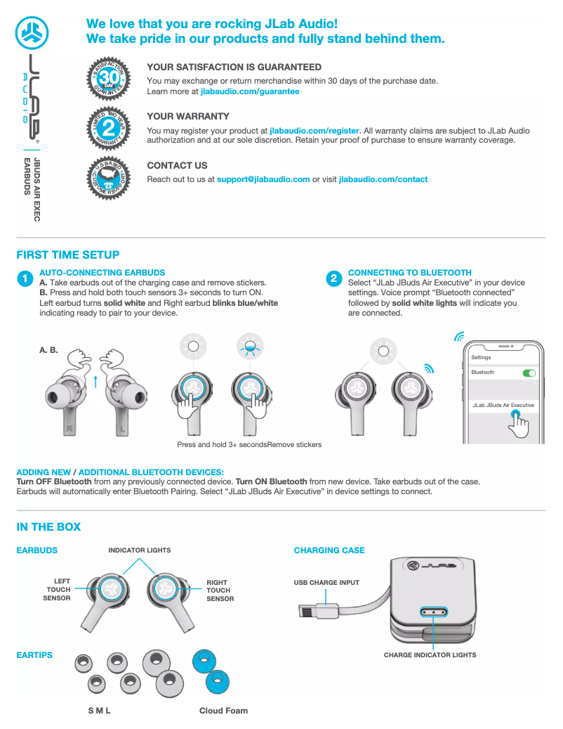 Page 1 de la notice Manuel utilisateur JLab JBuds Air