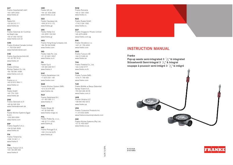 Page n°1 - Manuel utilisateur Franke PB835