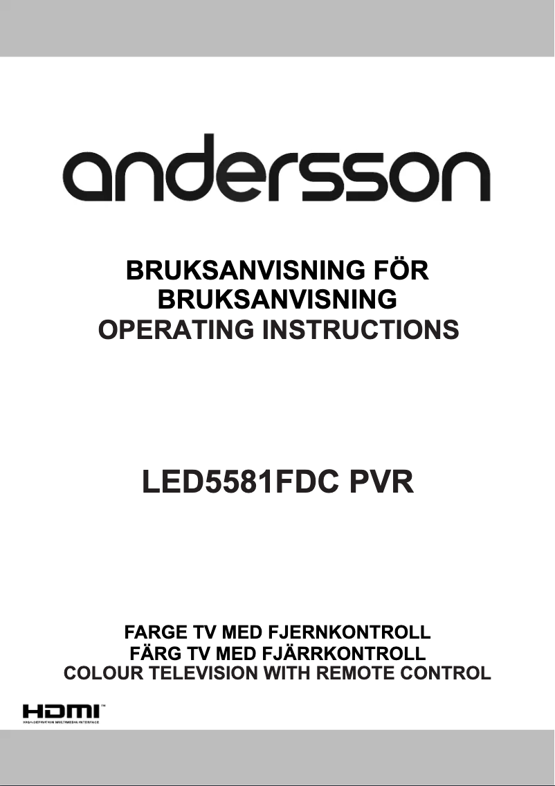 Página 1 del manual Manual de usuario Andersson LED5581FDC PVR