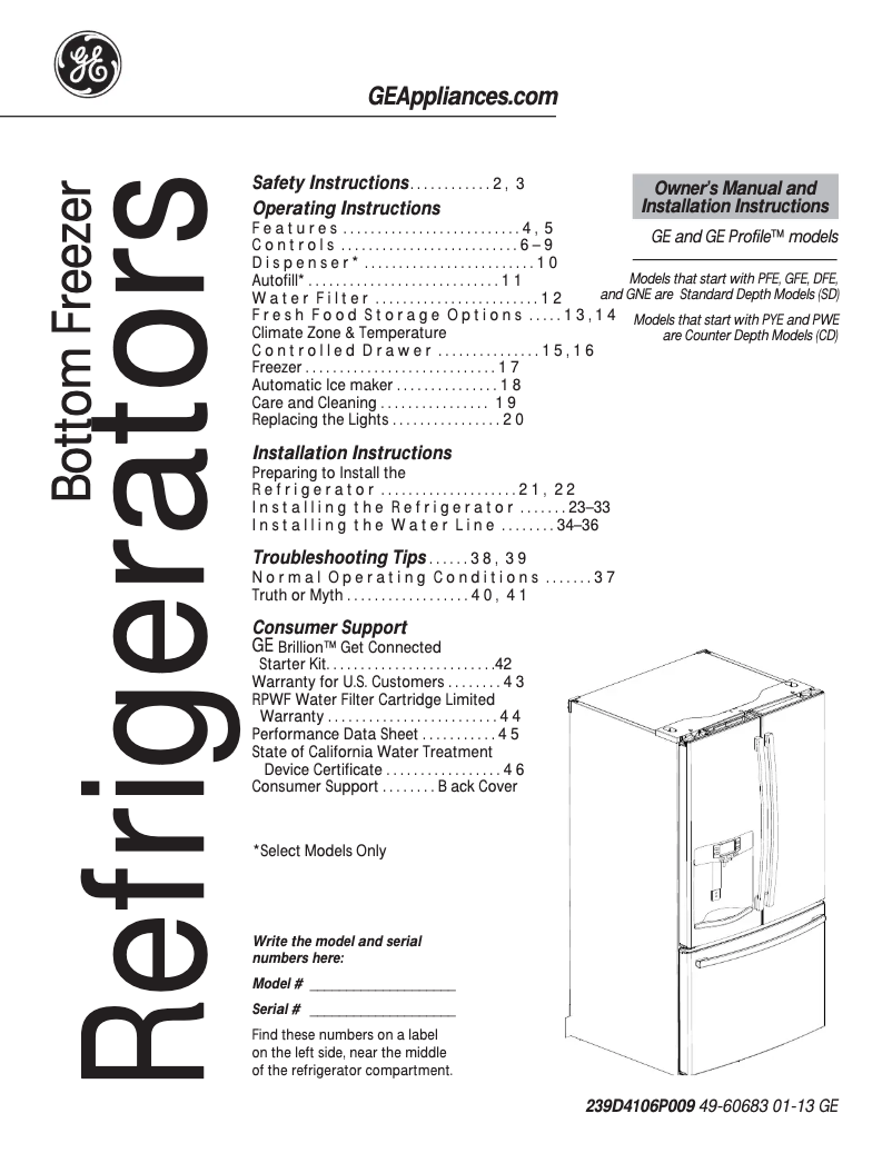 Image de la première page du manuel de l'appareil GFE29HMDES