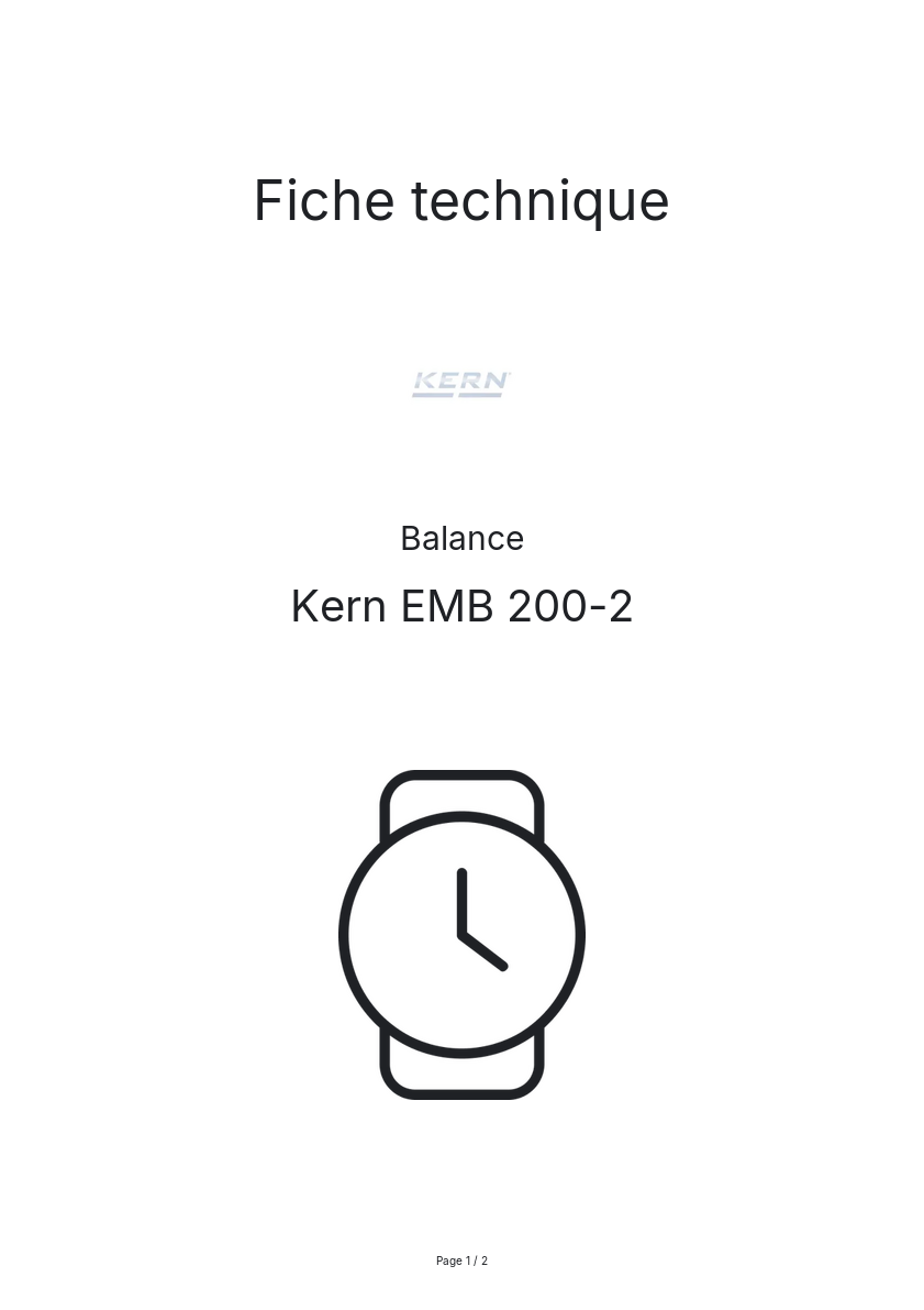 Page n°1 - Fiche technique Kern EMB 200-2