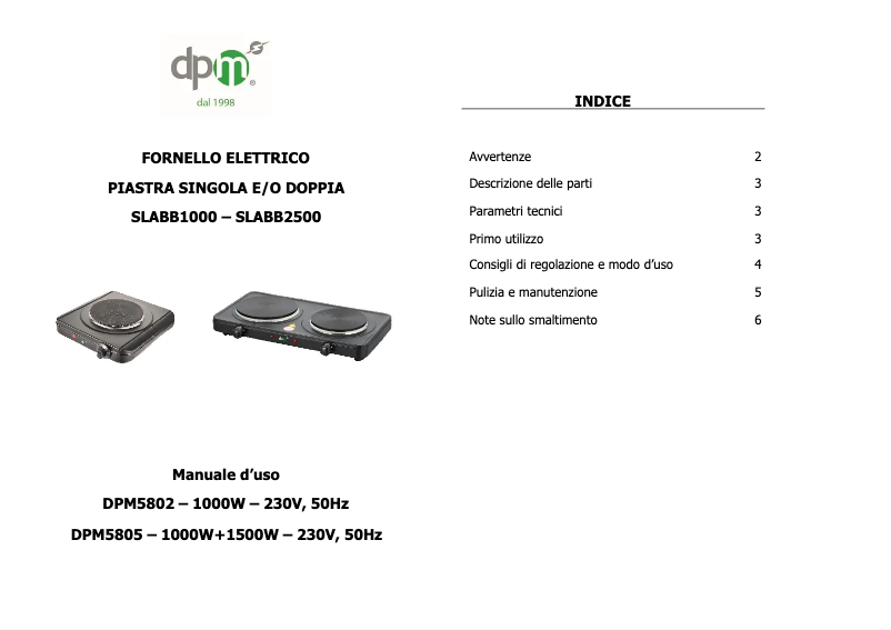 Page n°1 - Manuel utilisateur DPM SLABB2500