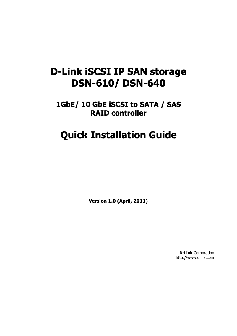 Page n°1 - Guide de démarrage rapide D-Link DSN-6410