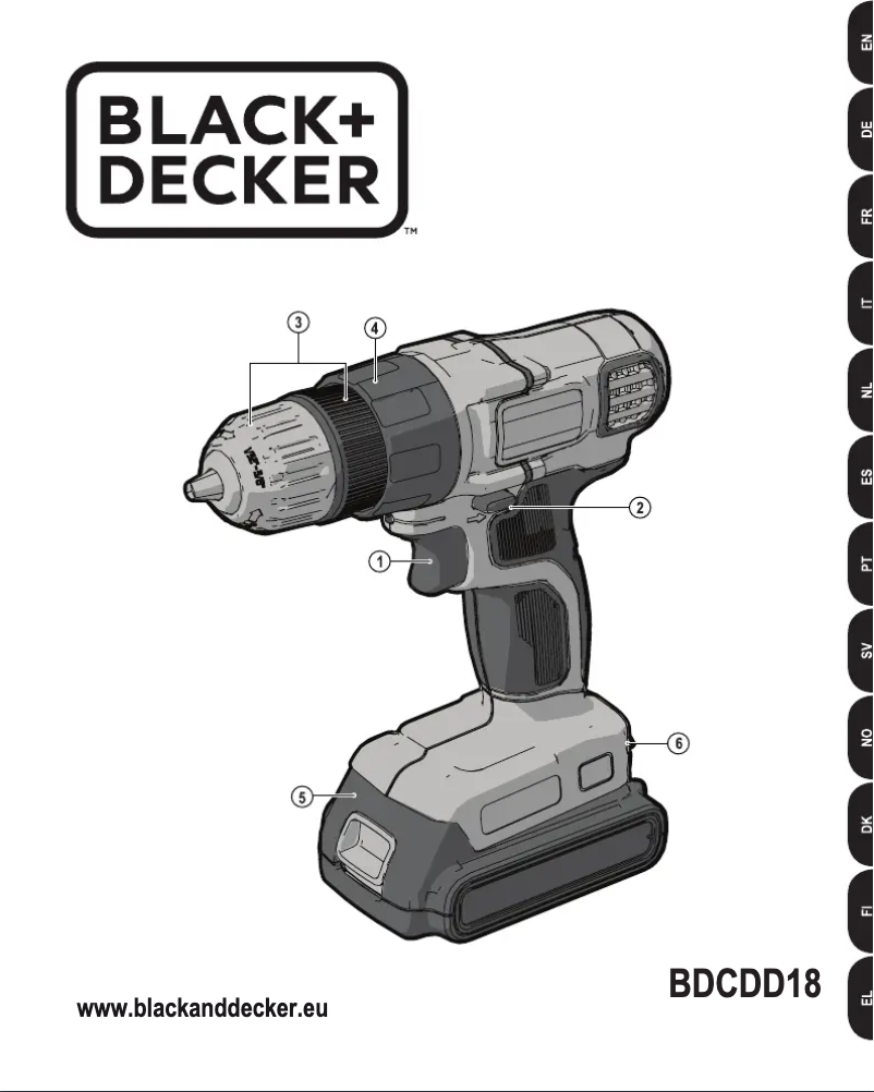 Page 1 de la notice Manuel utilisateur Black & Decker BDCDD18