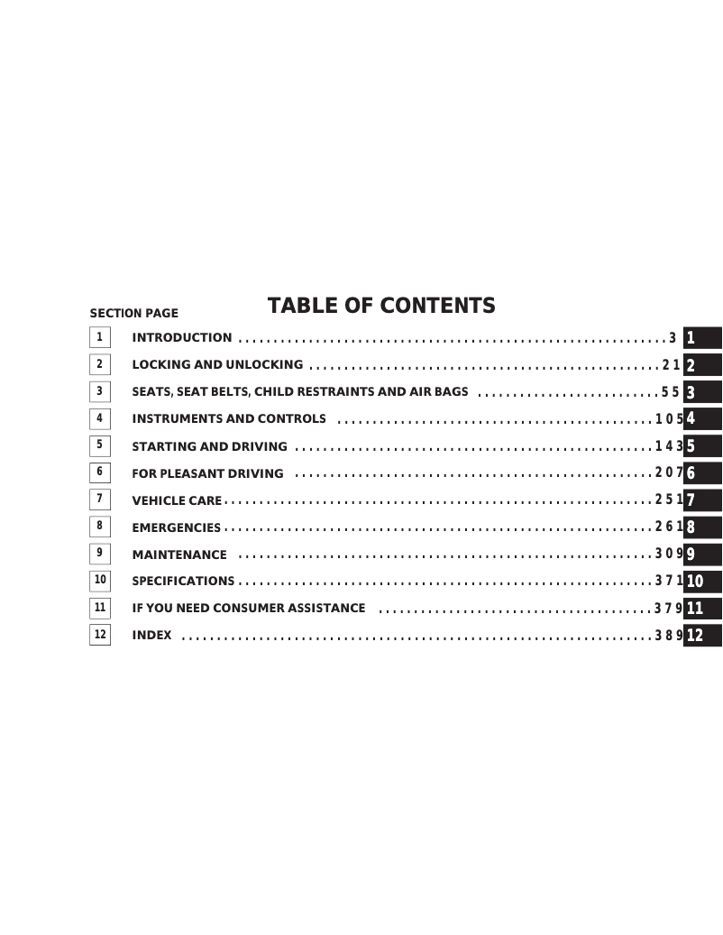 Imagen de la primera página del manual del dispositivo Stratus Coupe (2005)