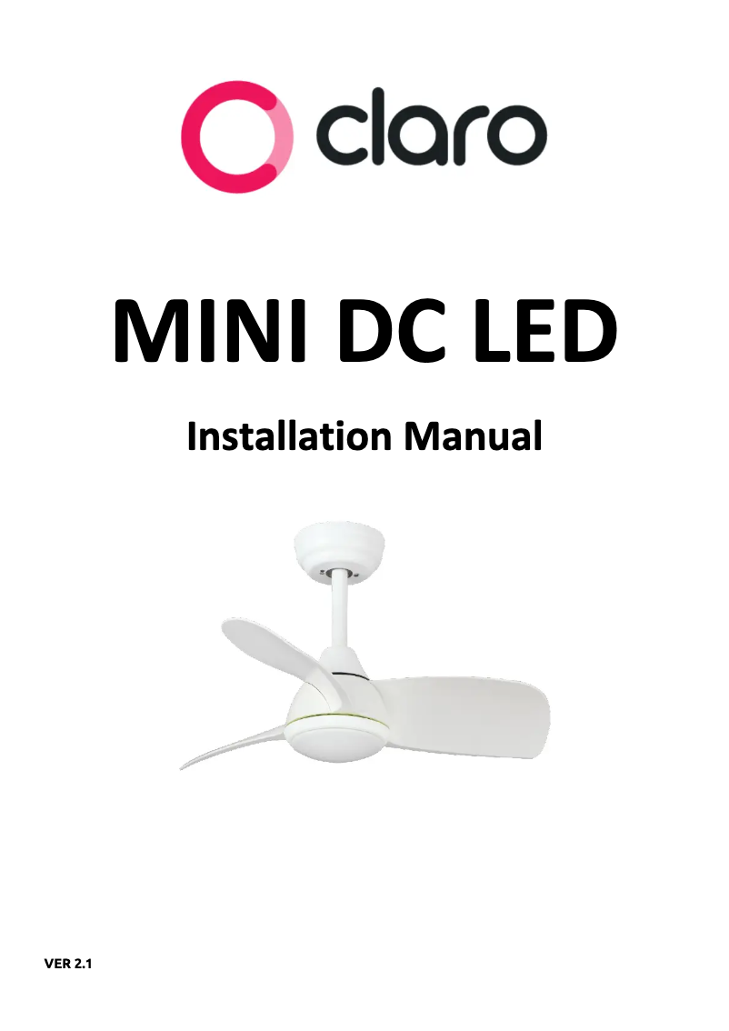 Page 1 de la notice Manuel utilisateur Claro Mini DC