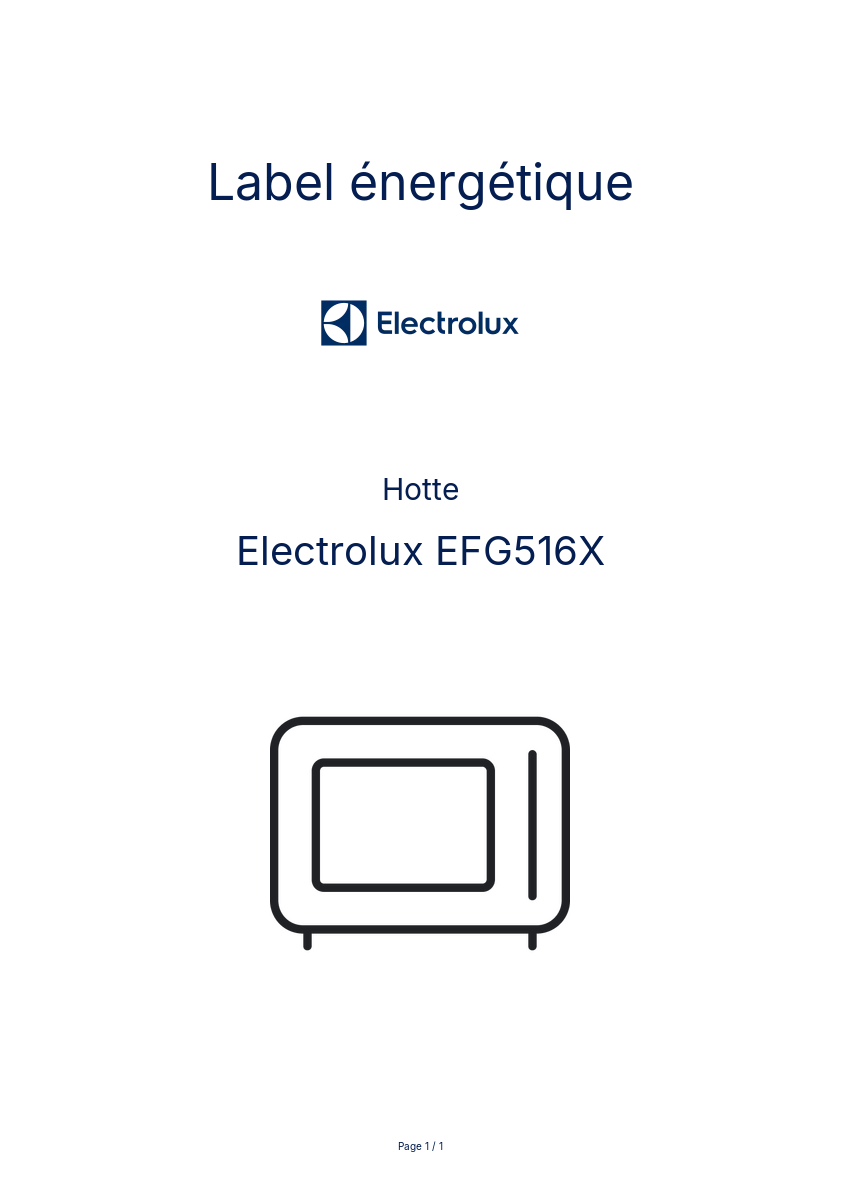 Page n°1 - Label énergétique Electrolux EFG516X